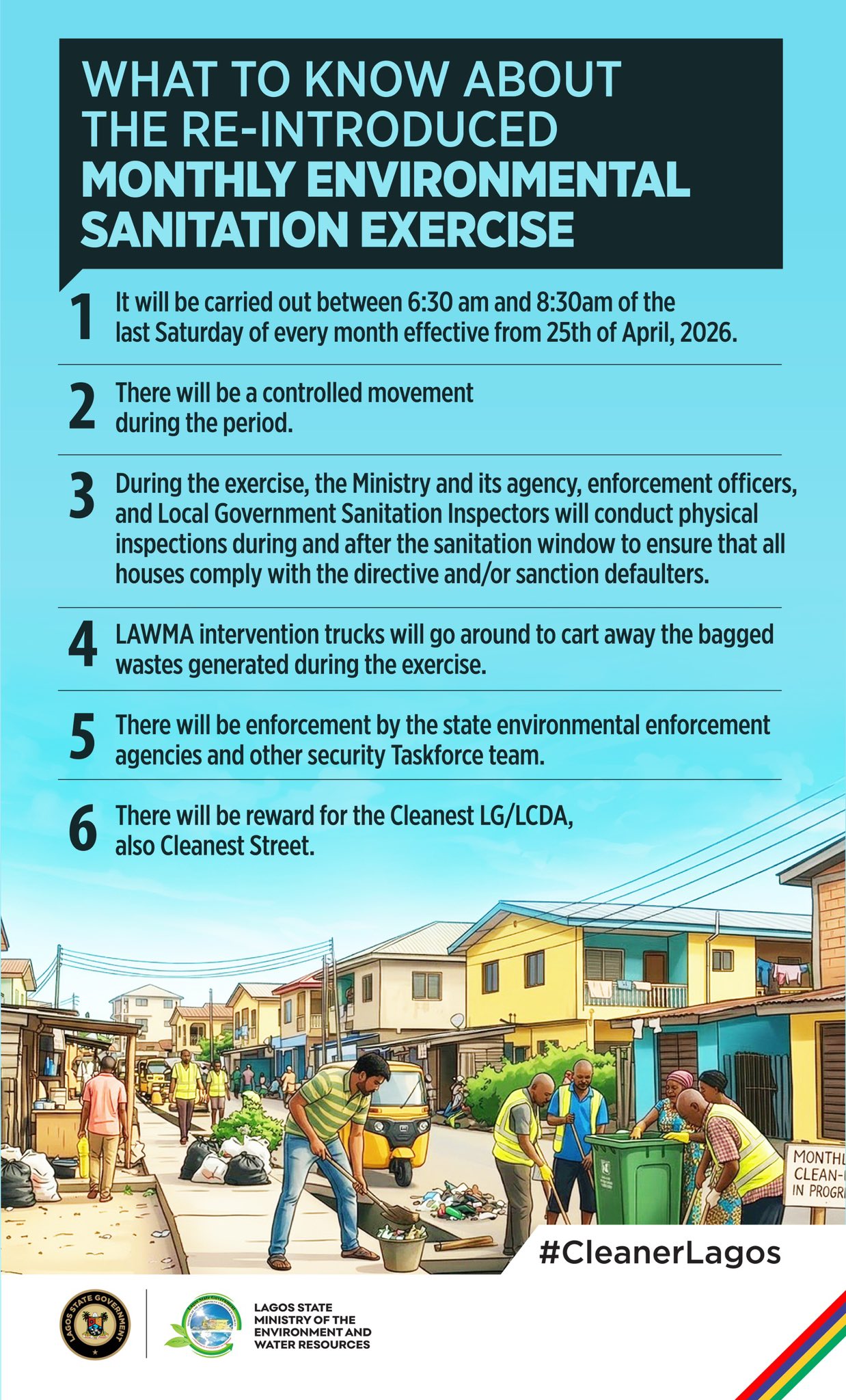 Read more about the article Lagos Revives Monthly Clean-Up from April 25