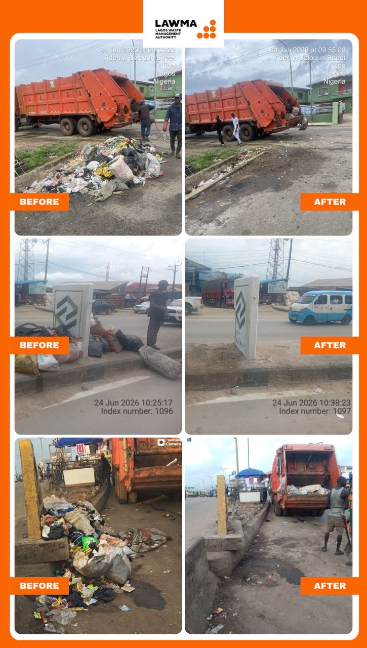 Read more about the article Pictures: LAWMA Conducts Sweeping Cleanup Operations Across Lagos, Clears Hundreds of Blackspots in Renewed Sanitation Drive