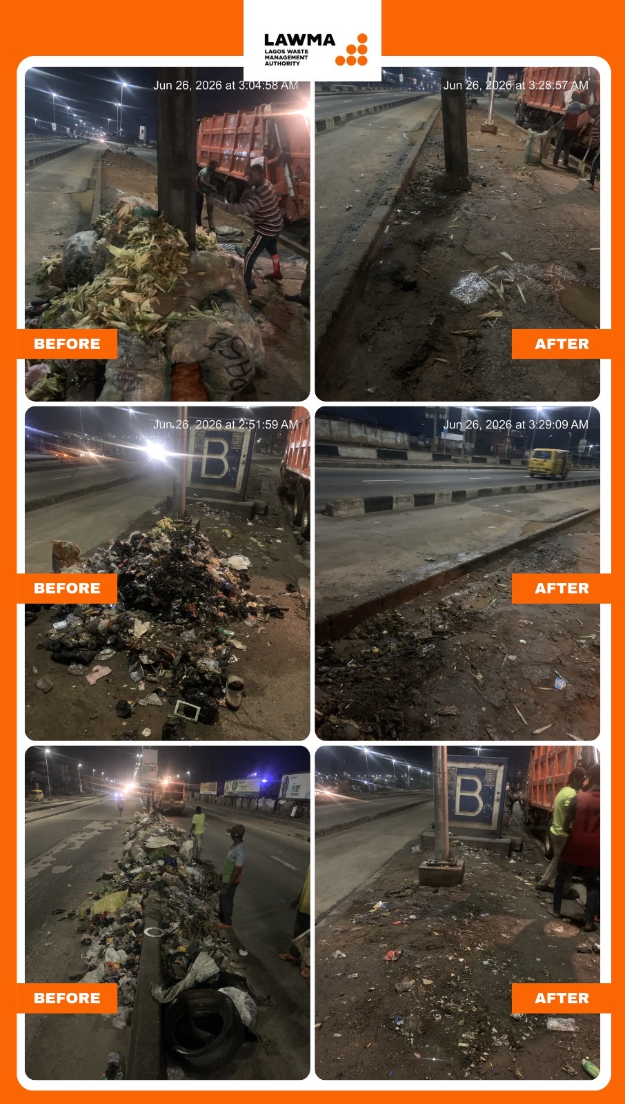 You are currently viewing PICTURES: LAWMA Continues Extensive Cleanup Operations Across Ikeja, Ketu, Ikorodu, and Epe Corridors