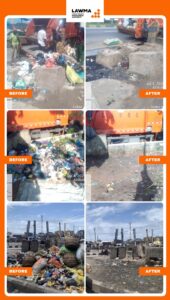 Read more about the article Lawma’s sanitation crews clear multiple blackspots across Ajah, Lekki, Gbagada corridors