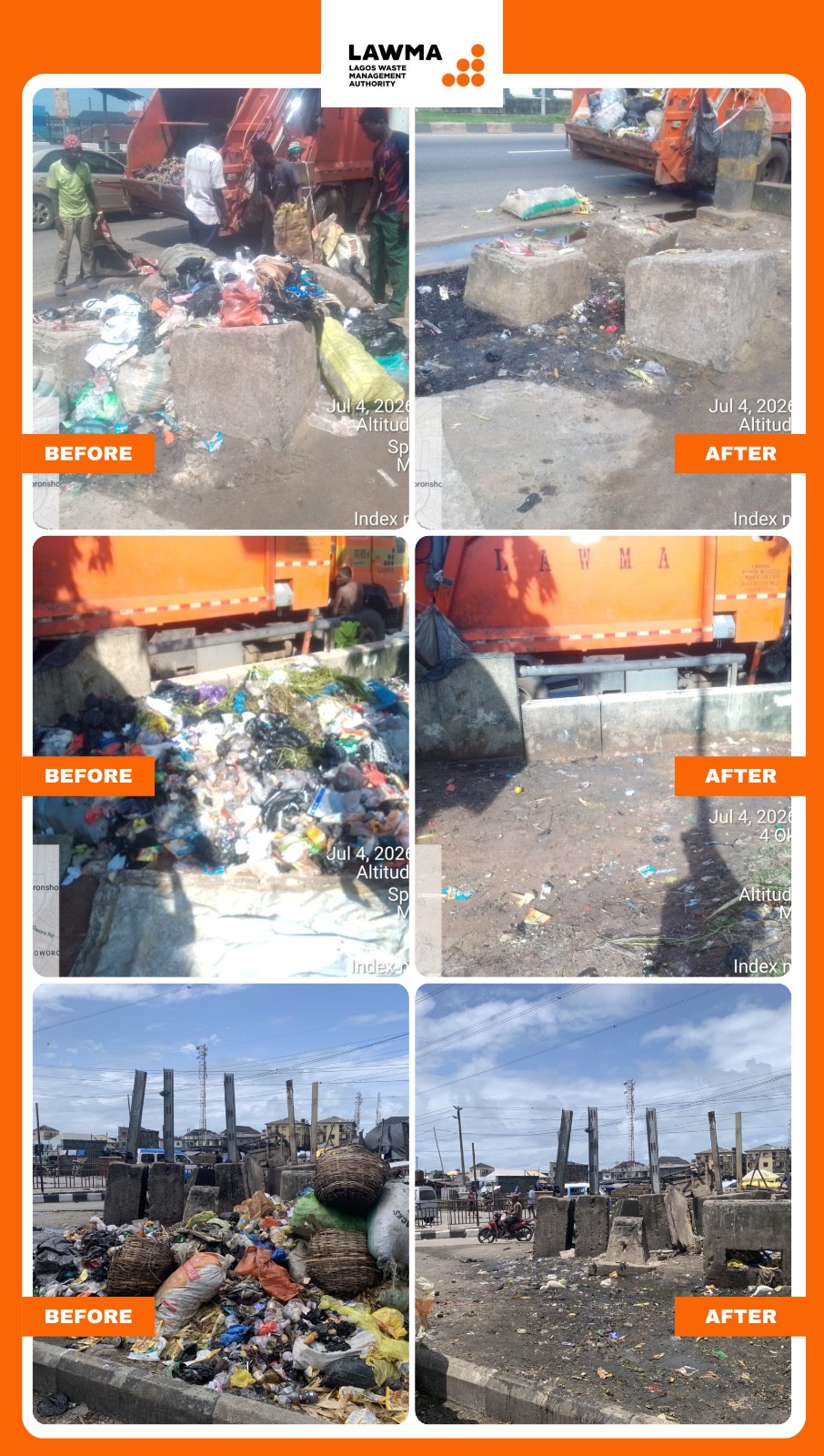 You are currently viewing Lawma’s sanitation crews clear multiple blackspots across Ajah, Lekki, Gbagada corridors