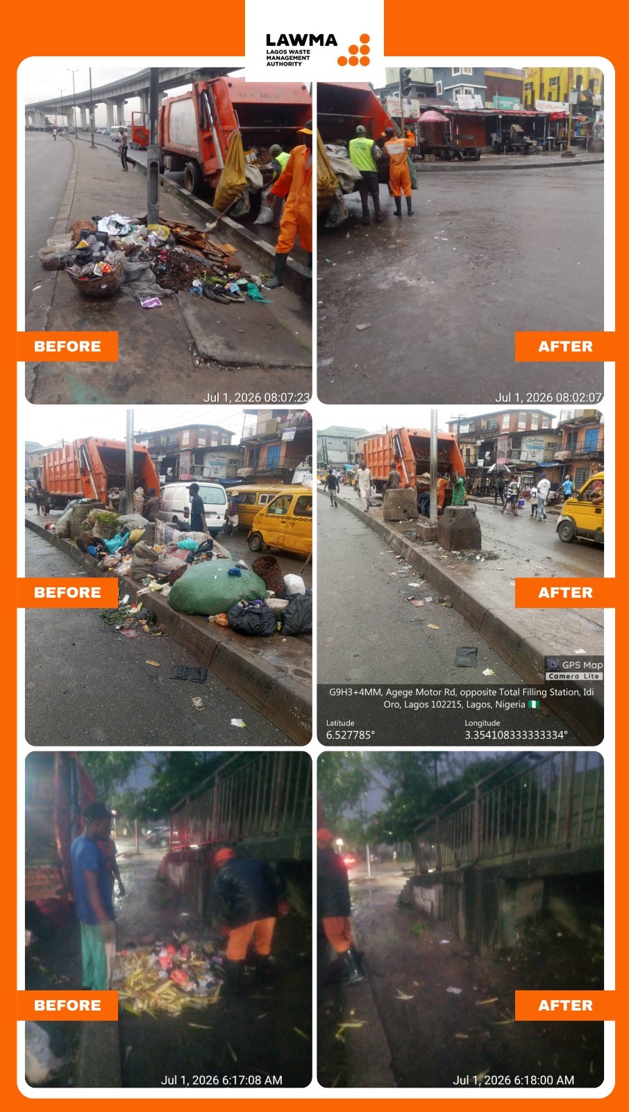 You are currently viewing LAWMA Clears Over 20 Blackspots Across Ikeja, Surulere, Lagos Island in Sustained Sanitation Drive