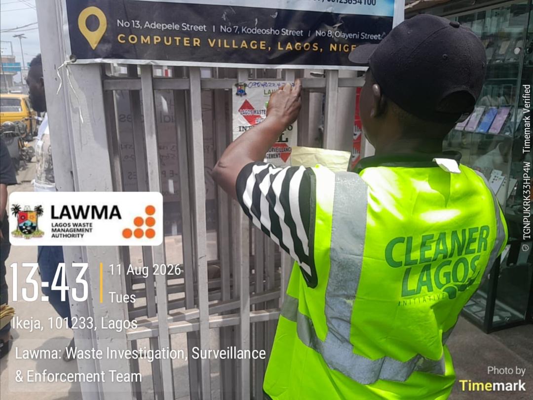 Read more about the article LAWMA Project WISE Serves Enforcement Notices to Unity Mechanic Workshop, Facilities Along Agege Motor Road Over Sanitation Violations