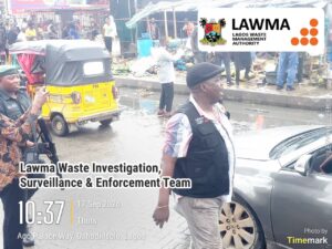 Read more about the article LAWMA Enforces Sanitation Compliance at Ago Palace Way Market