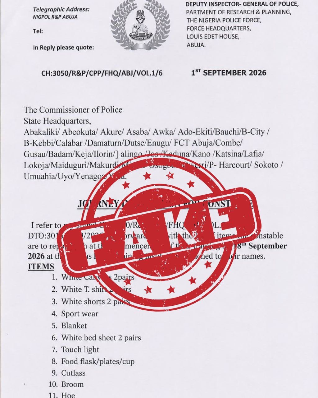 You are currently viewing NPF DISOWNS SOCIAL MEDIA PUBLICATION ON SEPTEMBER 18 RECRUIT TRAINING